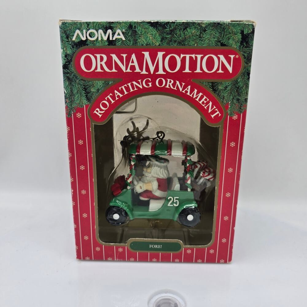 Vintage 1989 NOMA Ornamotion FORE! Rotating Christmas Ornament Golf Decoration